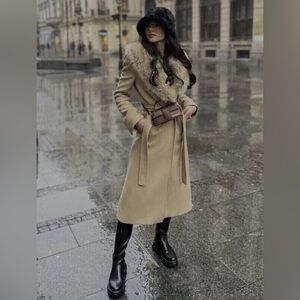 Zara Lapel collar coat with removable faux fir bloggers favorite
